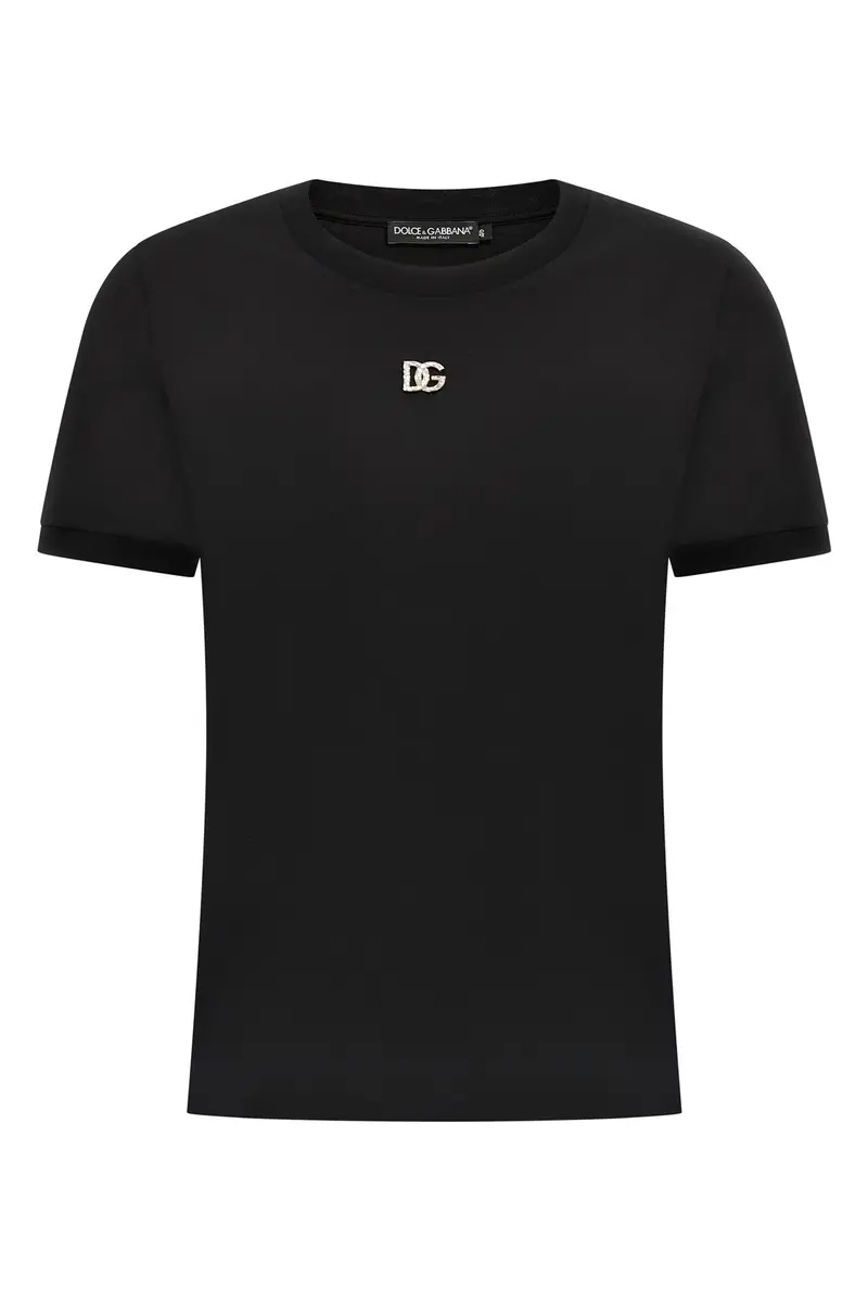 T-Shirt Logo Strass Nero
