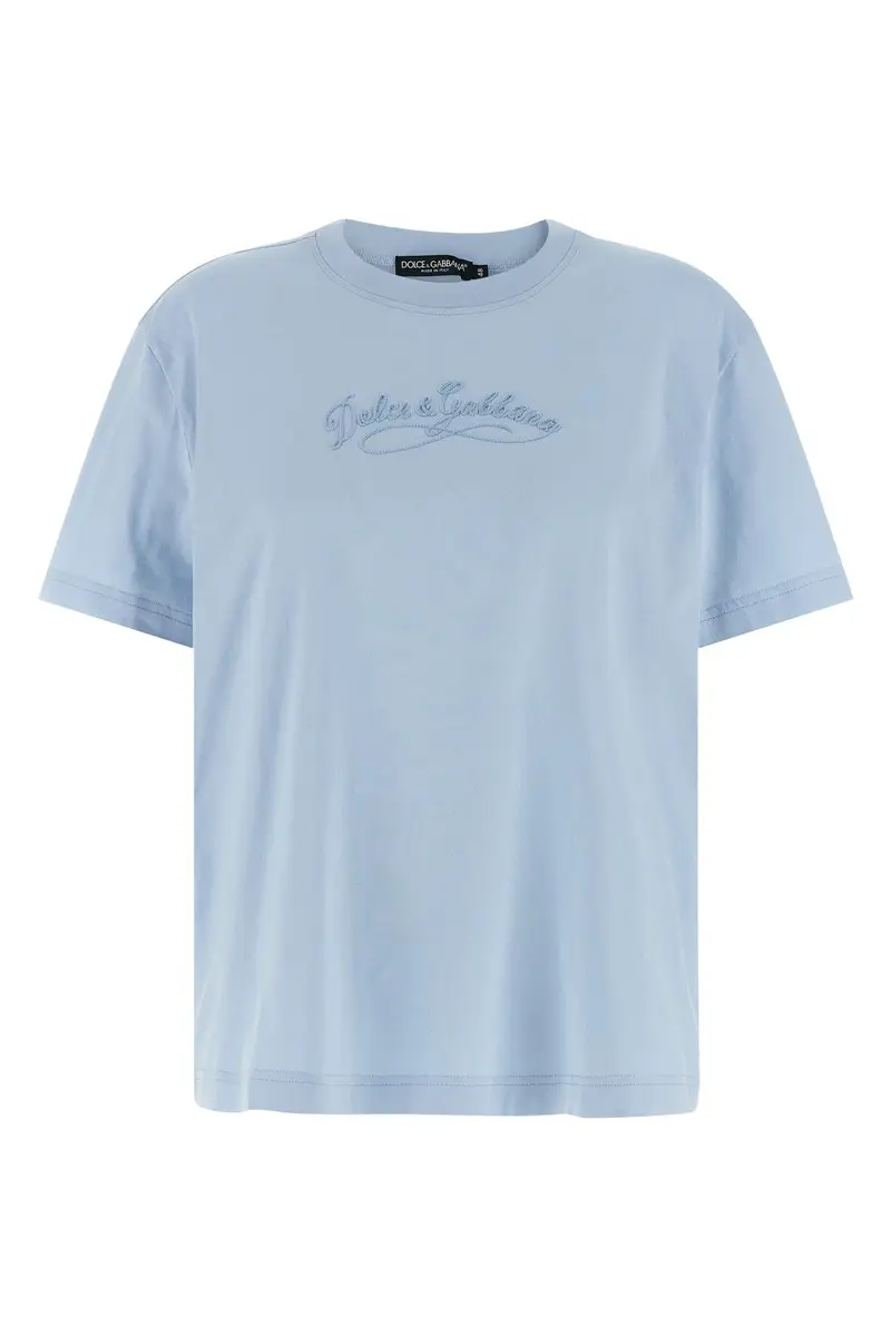 T-Shirt Ricamo Catenella Azzurro