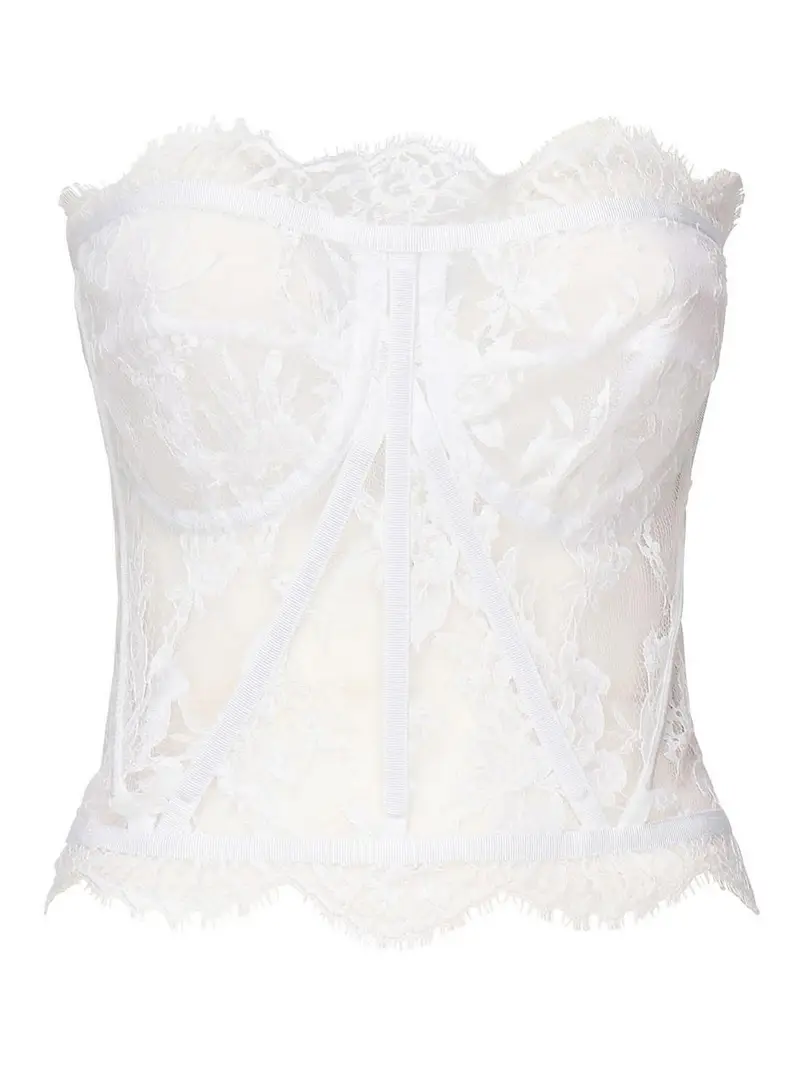 Top bustier in pizzo Bianco