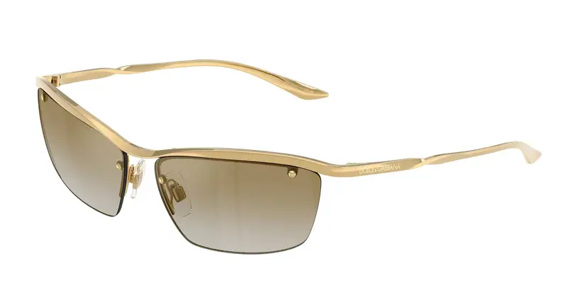 Dolce & Gabbana Unisex DG2307  02/6E Occhiali da sole Metallo Oro Marrone Squadrata Specchiate