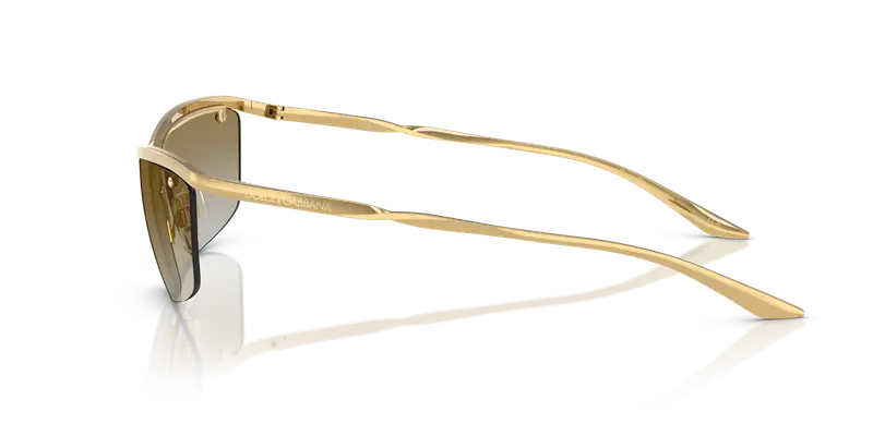 Dolce & Gabbana Unisex DG2307 02/6E Occhiali da sole Metallo Oro Marrone Squadrata Specchiate miniatura 3