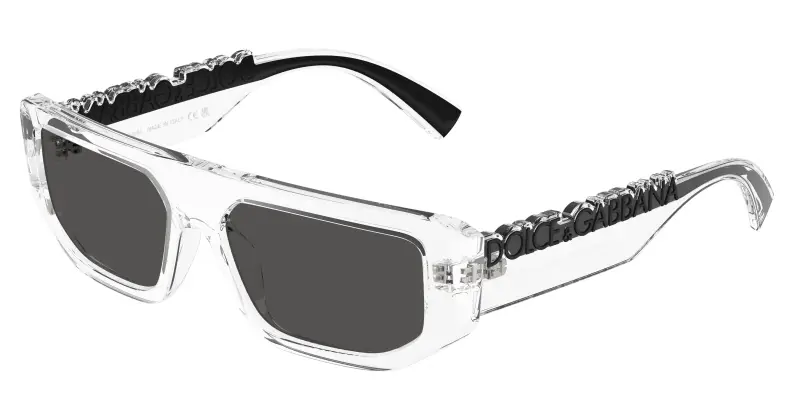 Unisex Dolce & Gabbana DG6203 313387 Occhiali da sole Iniettato Trasparente Grigio Squadrata Normale