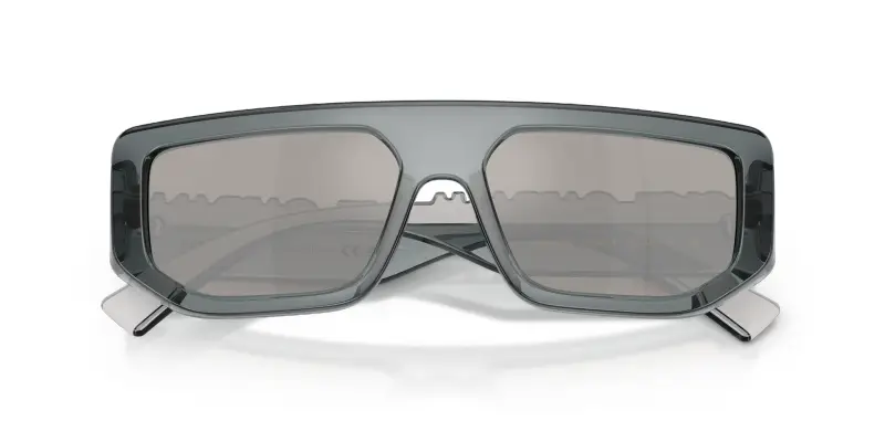 Unisex Dolce & Gabbana DG6203 32556G Occhiali da sole Iniettato Grigio Grigio Squadrata Specchiate miniatura 2