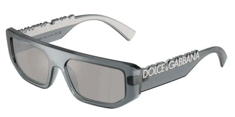 Unisex Dolce & Gabbana DG6203 32556G Occhiali da sole Iniettato Grigio Grigio Squadrata Specchiate