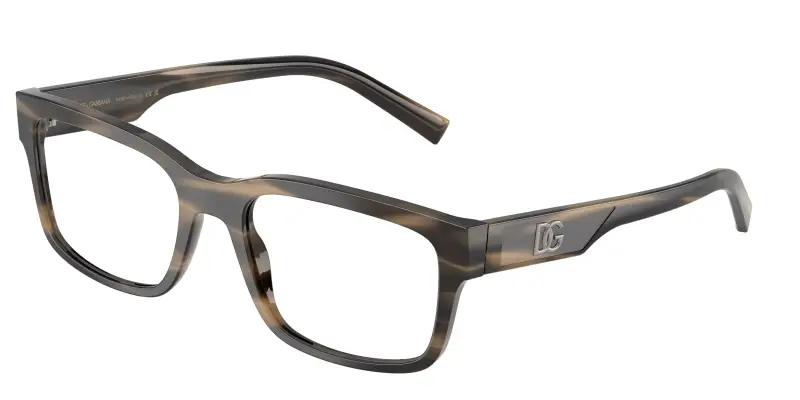 Uomo DG3352 3200 Montature da vista Acetato Marrone Trasparente Squadrata Normale