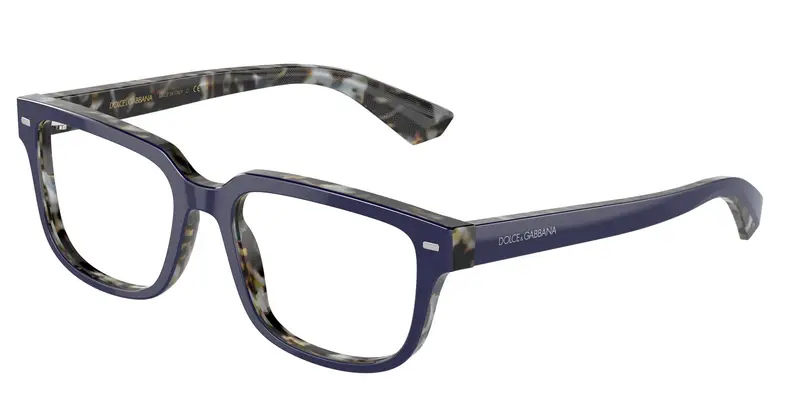 Dolce & Gabbana Uomo DG3380 3423 Montature da vista Acetato Blu Trasparente Squadrata Normale