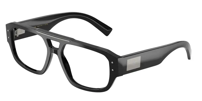 Dolce & Gabbana Uomo DG3406 2820 Montature da vista Acetato Nero Trasparente Pilot Normale