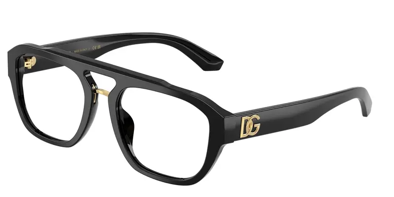 Dolce & Gabbana Uomo DG3415 501 Montature da vista Acetato Nero Trasparente Pilot Normale
