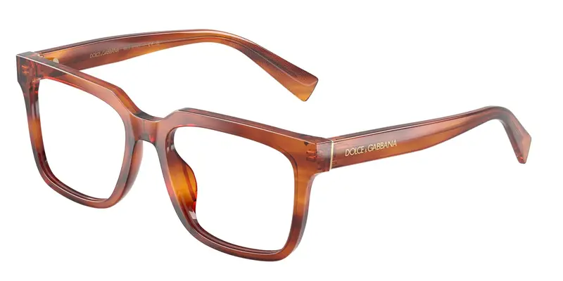 Dolce & Gabbana Uomo DG3422 3221 Montature da vista Acetato Marrone Trasparente Squadrata Normale
