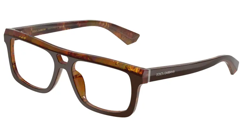 Uomo DG3431 3456 Montature da vista Acetato Marrone Trasparente Squadrata Normale
