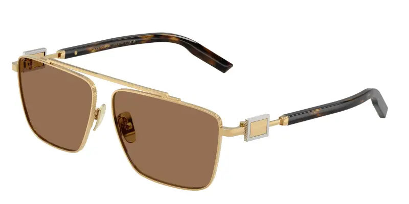 Uomo Dolce & Gabbana DG2336 02/73 Occhiali da sole Metallo Oro Marrone Squadrata Normale