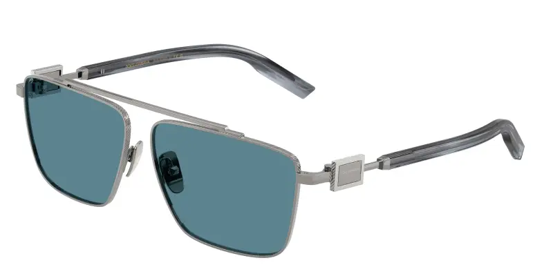 Uomo Dolce & Gabbana DG2336 04/80 Occhiali da sole Metallo Grigio Blu Squadrata Normale