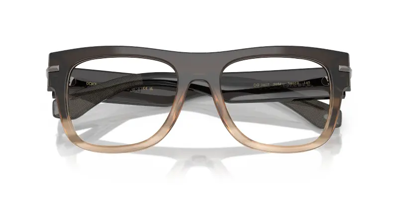 Uomo Dolce & Gabbana DG3407 3484 Montature da vista Acetato Grigio Trasparente Squadrata Normale miniatura 2