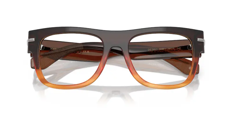 Uomo Dolce & Gabbana DG3407 3486 Montature da vista Acetato Marrone Trasparente Squadrata Normale miniatura 2