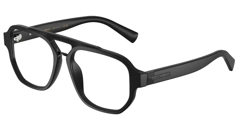 Uomo Dolce & Gabbana DG3447 2525 Montature da vista Acetato Nero Trasparente Pilot Normale
