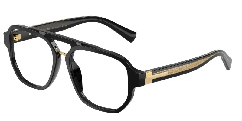 Uomo Dolce & Gabbana DG3447 501 Montature da vista Acetato Nero Trasparente Pilot Normale