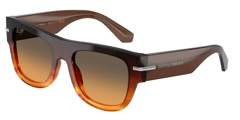 Uomo Dolce & Gabbana DG4484 348618 Occhiali da sole Acetato Marrone Arancione Squadrata Normale Sfumato