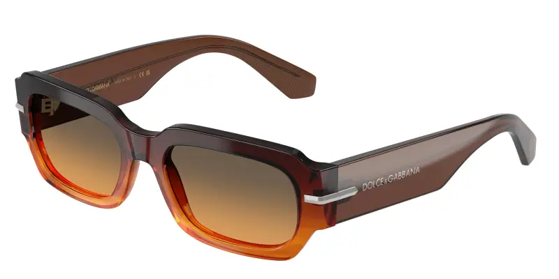 Uomo Dolce & Gabbana DG4485 348618 Occhiali da sole Acetato Marrone Arancione Squadrata Normale Sfumato