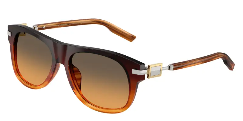 Uomo Dolce & Gabbana DG4546 348618 Occhiali da sole Acetato Marrone Arancione Squadrata Normale Sfumato