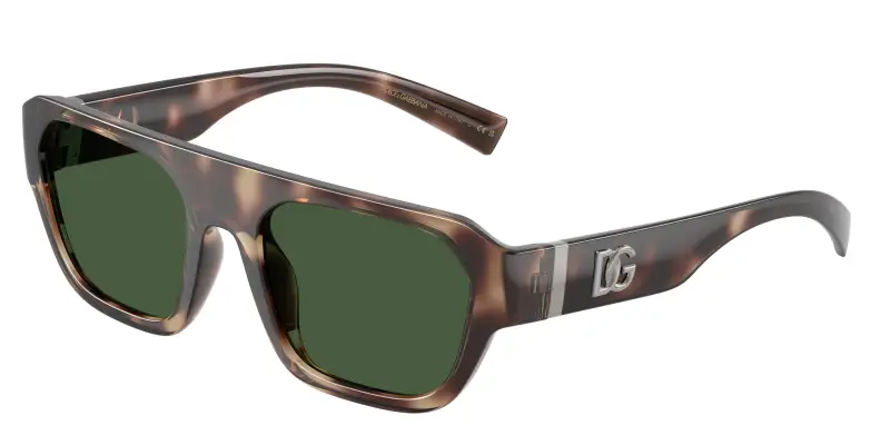 Uomo Dolce & Gabbana DG6206 344482 Occhiali da sole Iniettato Marrone Verde Squadrata Normale