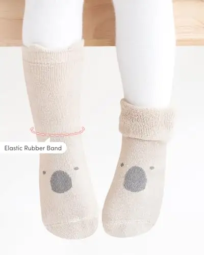 Domee Calzini Antiscivolo Spugna Invernali Termici Cotone Bambino 5 Paia Animali Carini 1 miniatura 2