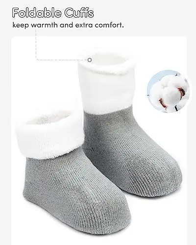 Domee Calzini Invernali Spessi Spugna Termici Cotone Bambino 5 Paia Grigio 0 miniatura 3