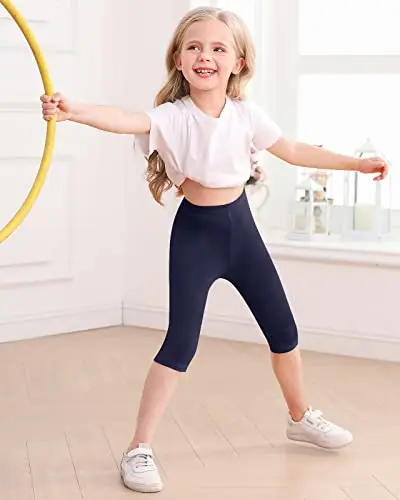 Domee Leggings 3/4 Pinocchietti Estivi Bambina Pacco da 3 Blu Lago + Rosa Rossa + Blu Navy 8 miniatura 2