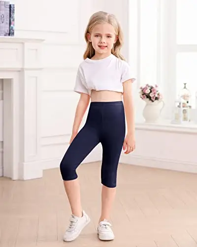 Domee Leggings 3/4 Pinocchietti Estivi Bambina Pacco da 3 Blu Lago + Rosa Rossa + Blu Navy 8 miniatura 3