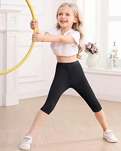 Domee Leggings 3/4 Pinocchietti Estivi Bambina Pacco da 3 Nero + Blu Navy + Grigio Chiaro 8 miniatura 3