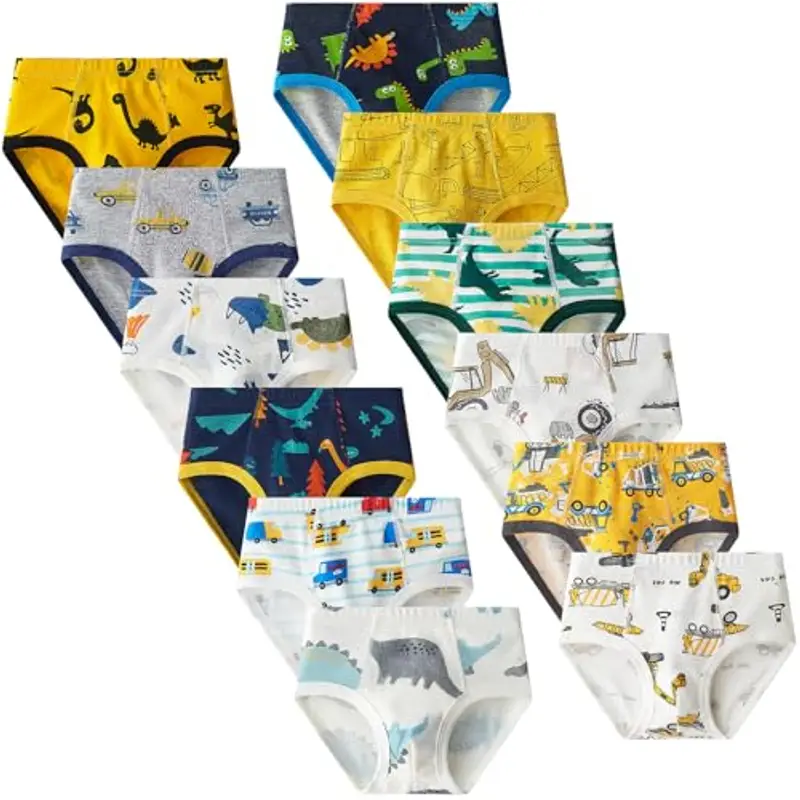 Domee Slip Intimo Cotone Dinosauro Bambino Confezione da 12 Multicolore 3-4 Anni (Dimensione del Produttore 110)