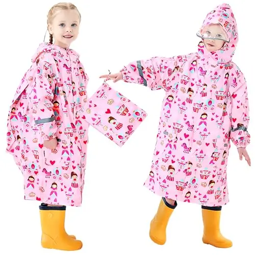 Domueay Impermeabile Bambina Poncho Antipioggia Leggero Cappuccio Mantella Antipioggia Portatile Poncho Pioggia
