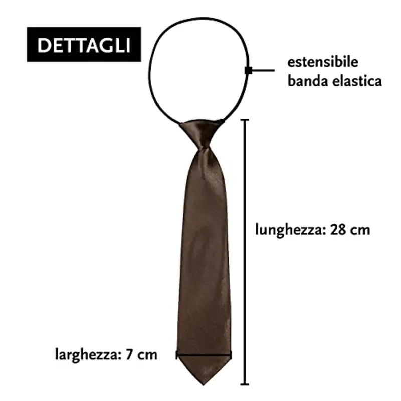 DonDon Cravatta da bambino ragazzo effetto seta lucida - 7, 0 cm di larghezza - con elastico miniatura 2