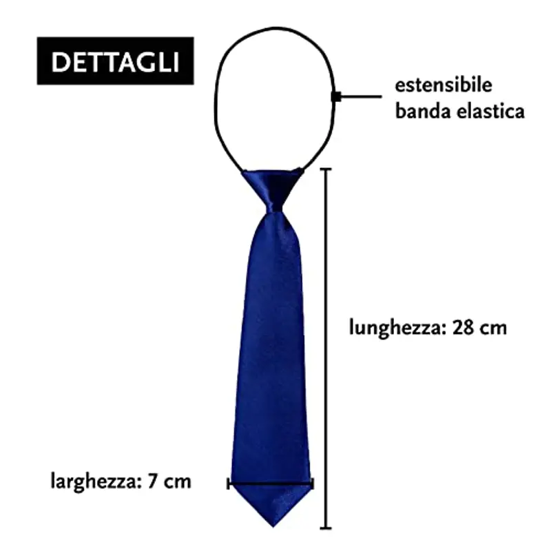 DonDon Cravatta da bambino ragazzo effetto seta lucida - 7, 0 cm di larghezza - con elastico miniatura 2