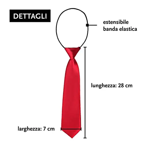 DonDon Cravatta da bambino ragazzo effetto seta lucida - 7, 0 cm di larghezza - con elastico miniatura 2