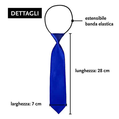 DonDon Cravatta da bambino ragazzo effetto seta lucida - 7, 0 cm di larghezza - con elastico miniatura 2