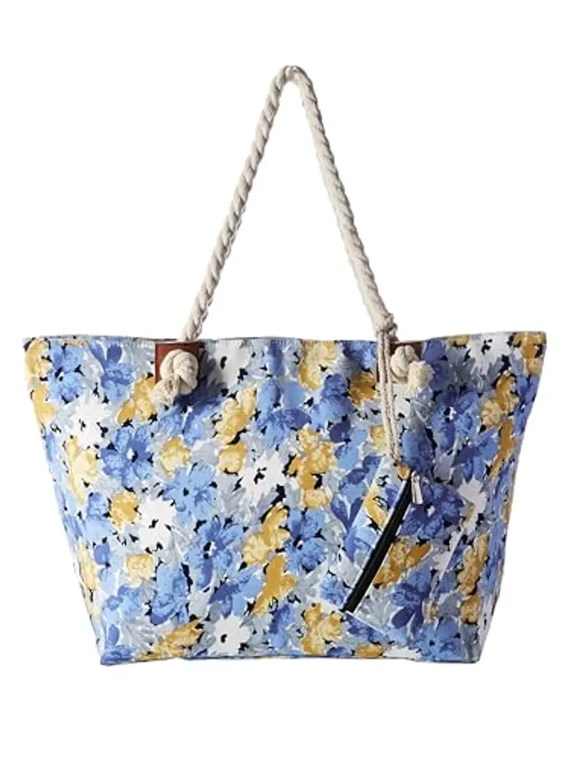 DonDon Grande borsa da spiaggia idrorepellente con cerniera - Aquarelle Flowers