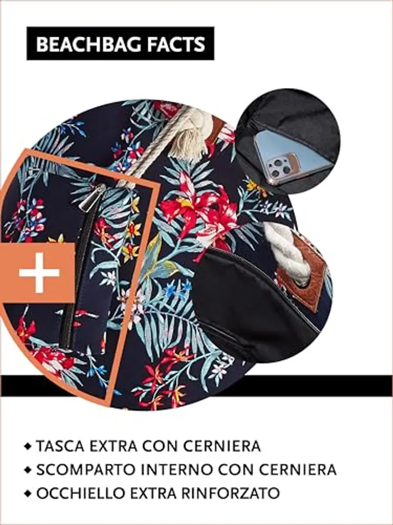 DonDon Grande borsa da spiaggia idrorepellente con cerniera - Hawaii Life miniatura 3