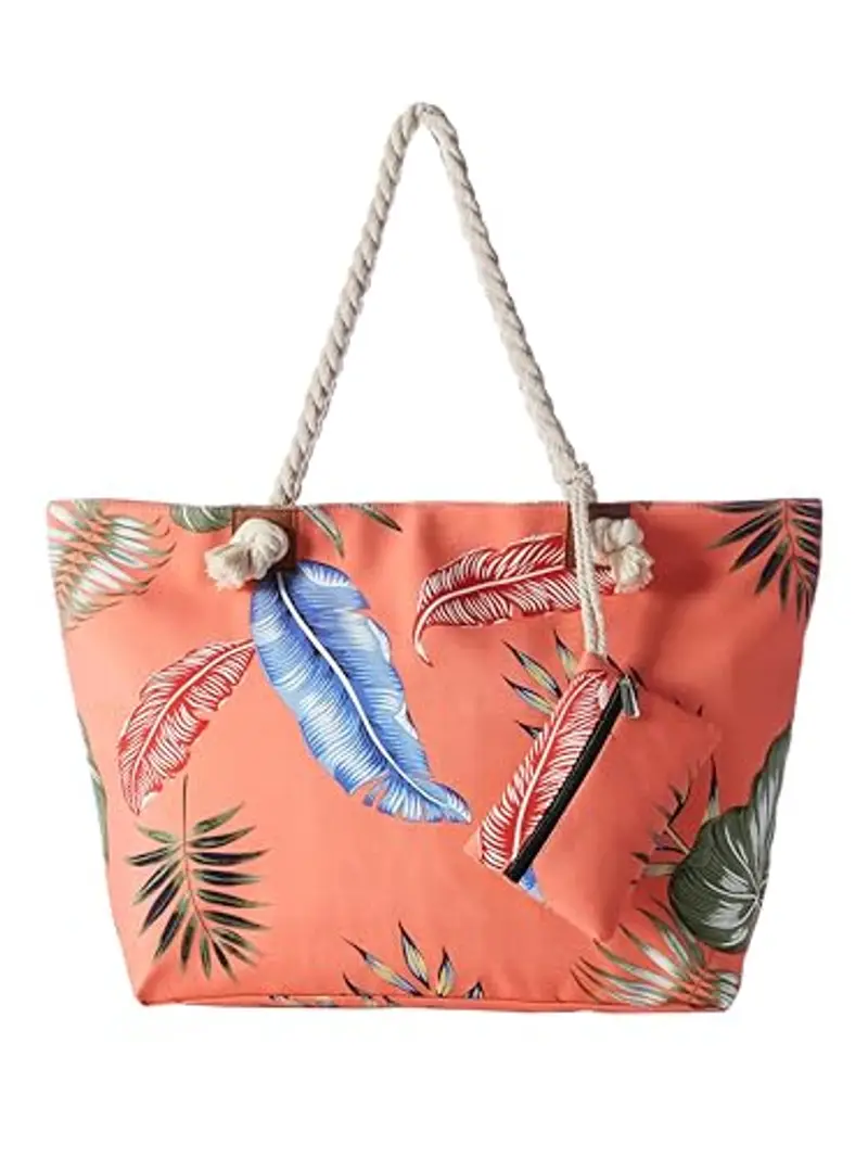 DonDon Grande borsa da spiaggia idrorepellente con cerniera - Rainbow Leaf