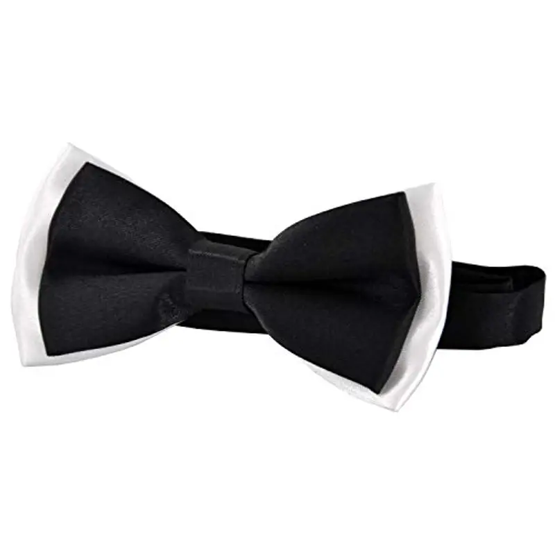 DonDon Papillon bambino e Ragazzo Ragazzi annodato e regolabile 9 x 4,5 cm effetto seta lucido bianco-nero