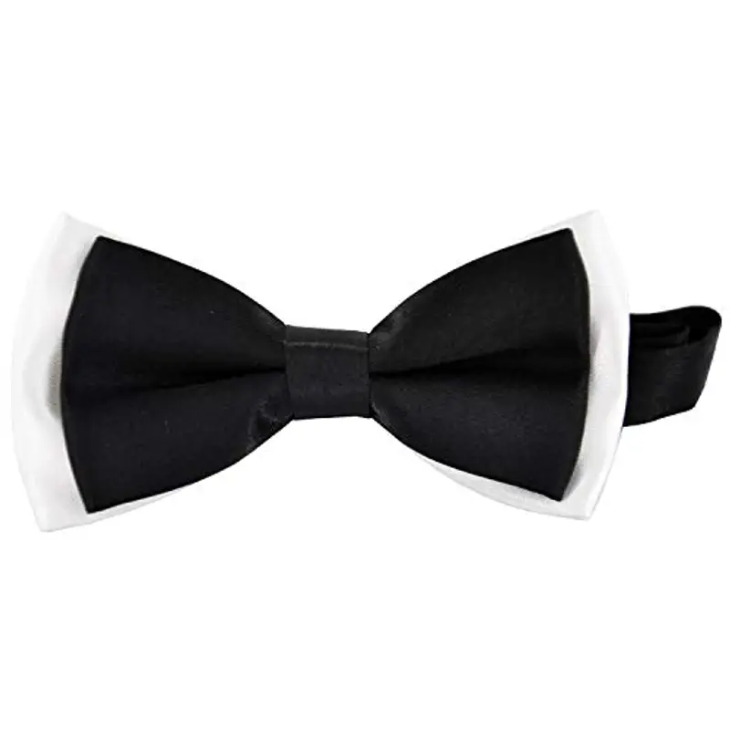 DonDon Papillon bambino e Ragazzo Ragazzi annodato e regolabile 9 x 4, 5 cm effetto seta lucido bianco-nero miniatura 2