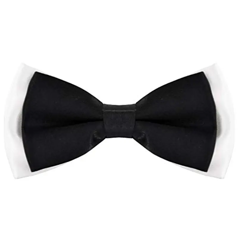 DonDon Papillon bambino e Ragazzo Ragazzi annodato e regolabile 9 x 4, 5 cm effetto seta lucido bianco-nero miniatura 3