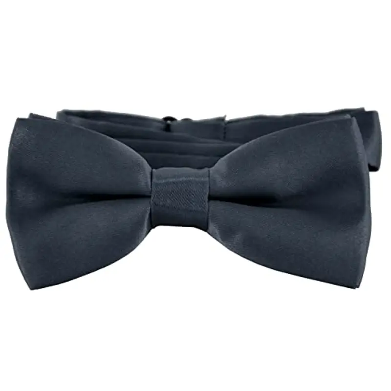 DonDon Papillon bambino e Ragazzo Ragazzi annodato e regolabile 9 x 4, 5 cm effetto seta lucido grigio scuro miniatura 2