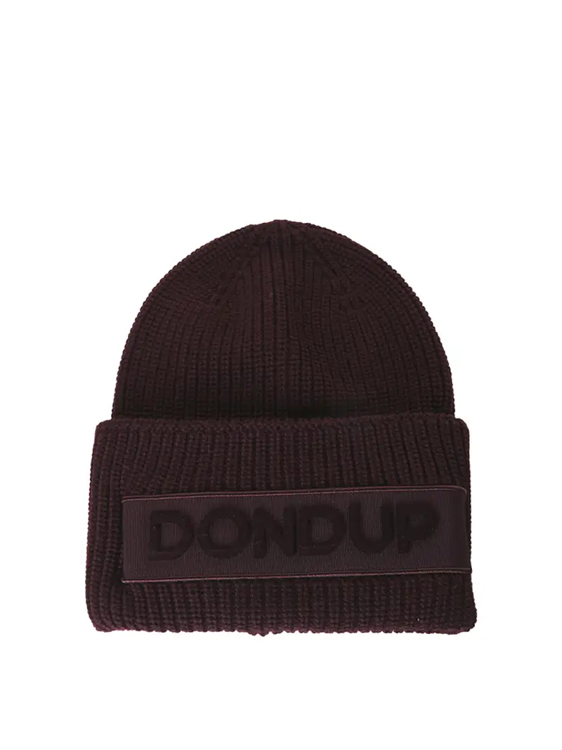 Berretto in maglia con maxi logo Bordeaux