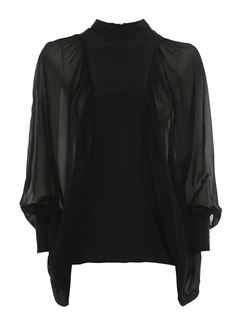 Blusa maniche trasparenti Nero
