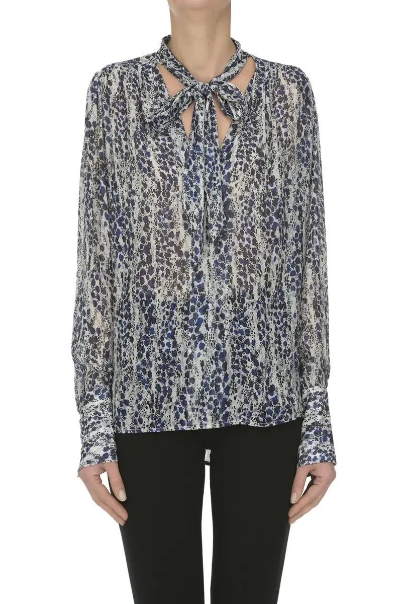 Blusa stampata in crepè Multicolore