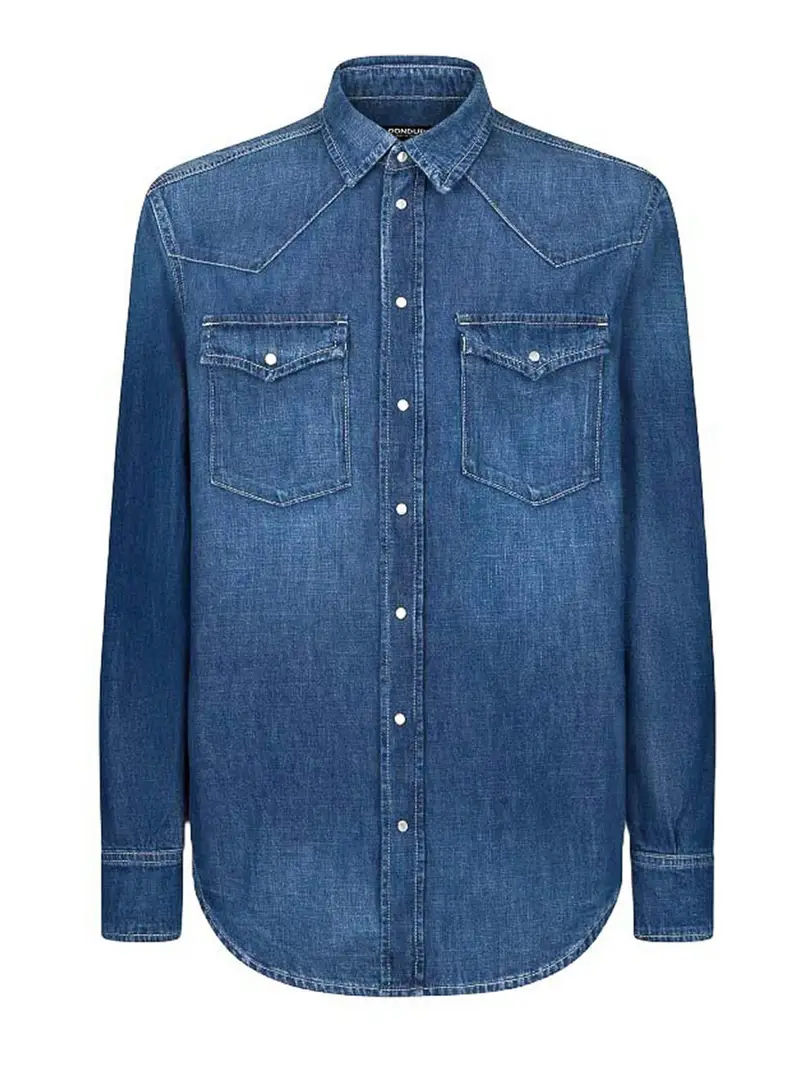 Camicia in denim fissa Texas Regular Lavaggio Medio