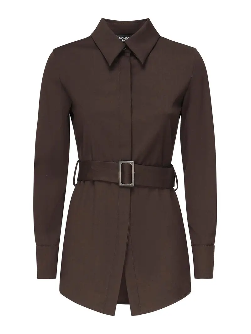 Camicia in Gabardine di Lana Cammello