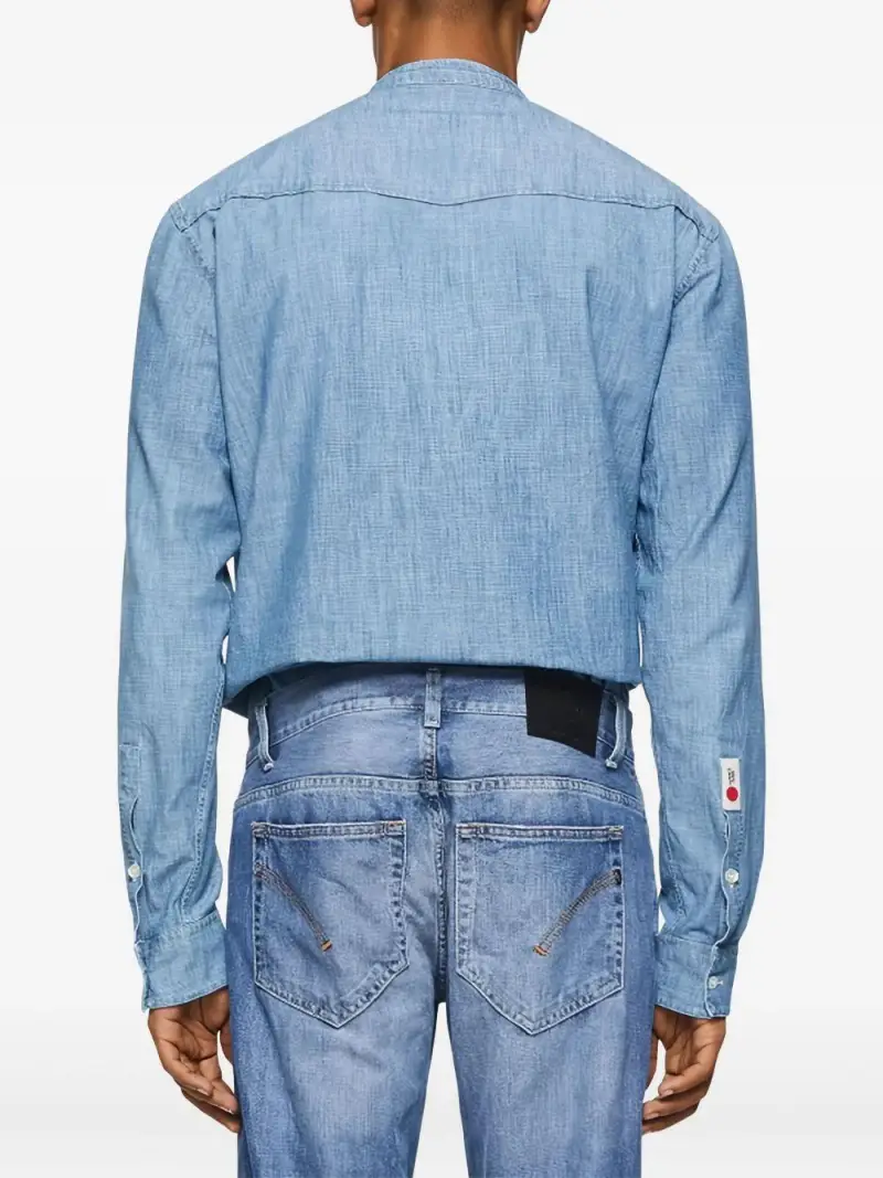 Camicia regular coreana blu denim miniatura 2