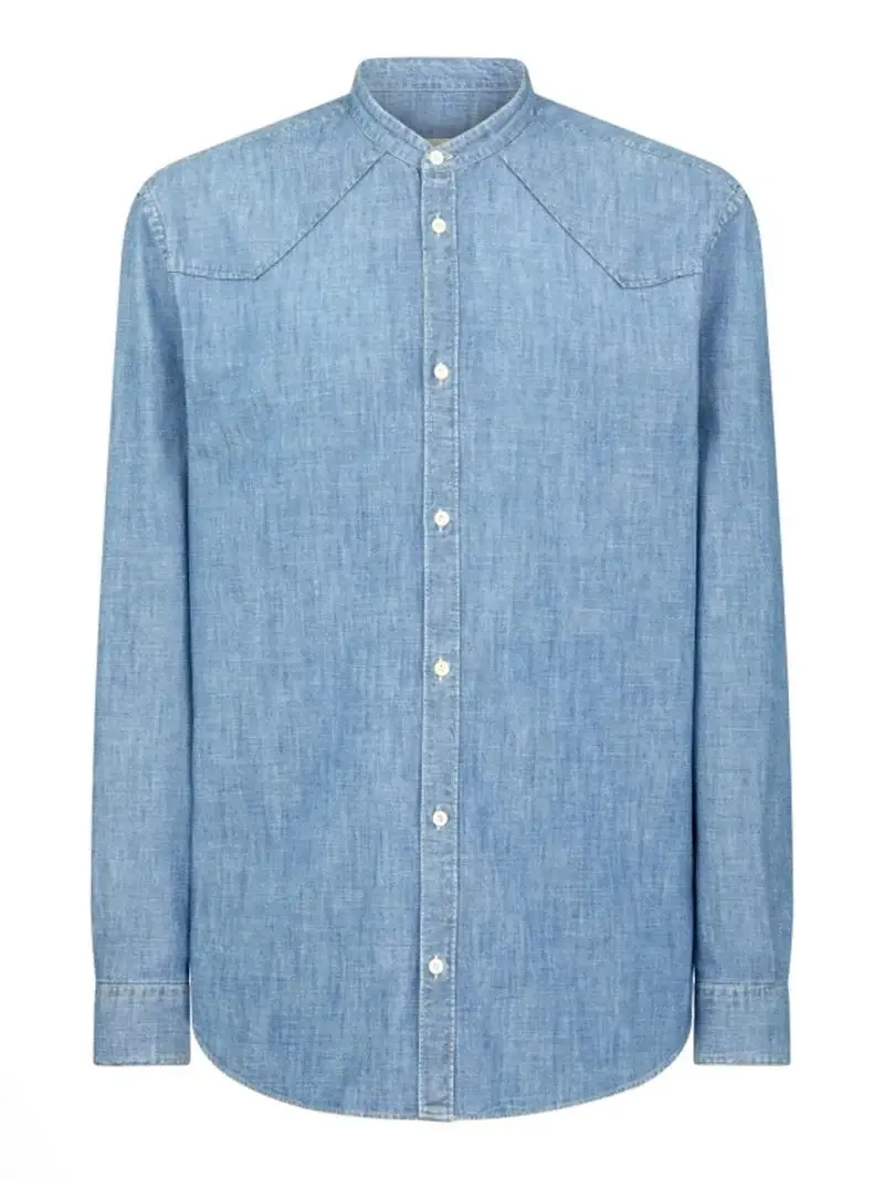 Camicia regular coreana blu denim