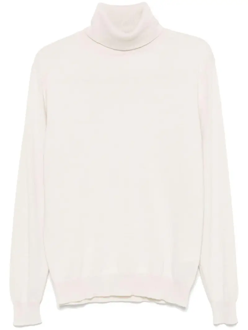 Dolcevita bianco placchetta sul retro Beige